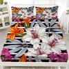 3pcs Fitted Sheet Set Black And White Stripes With Pinecones And Poinsettias Bed Sheet With Pillowcases For Bedroom Decor