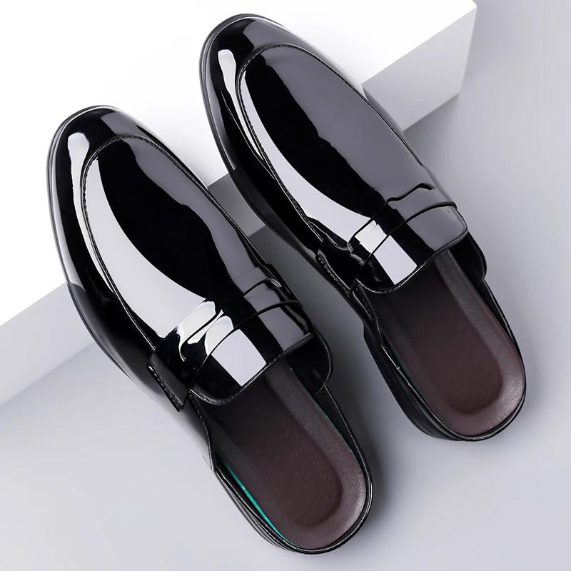 Leather Men Half Slippers Loafers Summer Breathable Casual Shoes Slip-on Lazy Driving Shoes Comfortable Walk Loafers Moccasins
