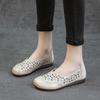 The first layer of cowhide new hollow women's single shoes retro flat heel soft sole non-slip one pedal breathable hole women cool
