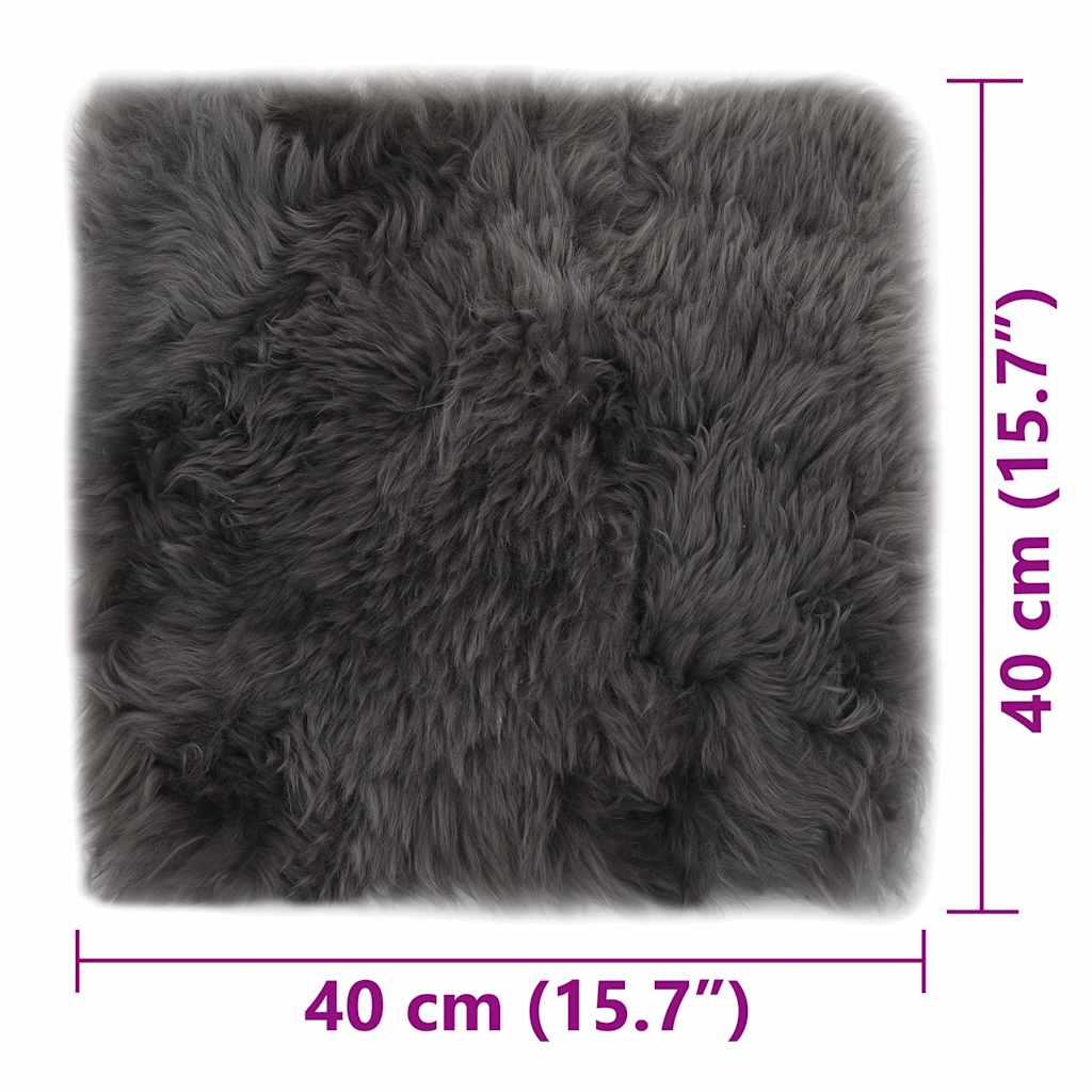 Seat Cushions 2 Pcs. Light Gray 40x40 cm Real Sheepskin