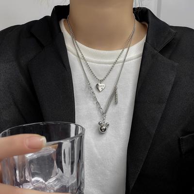 316L Stainless Steel Necklace Sexy Love Heart Multilayer Clavicle Chain Multifunctional Women's Necklace Jewelry Gift