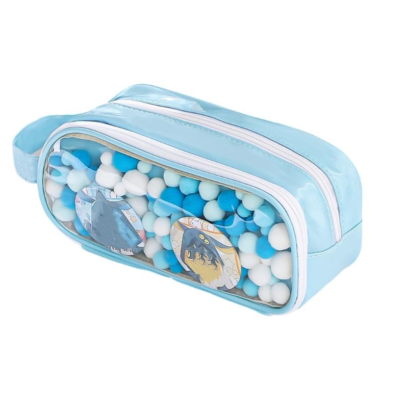 

Multifunctional Pen Bag Waterproof Large Capacity Pencil Case Zippered Pencil Pouches Travel Toiletries Bag Cosmetic Bag синій