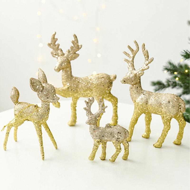 Shimmering Deer Christmas Tree Decoration, Plastic Ornament with Integrated Hanging Loop for a Bright Seasonal Accent