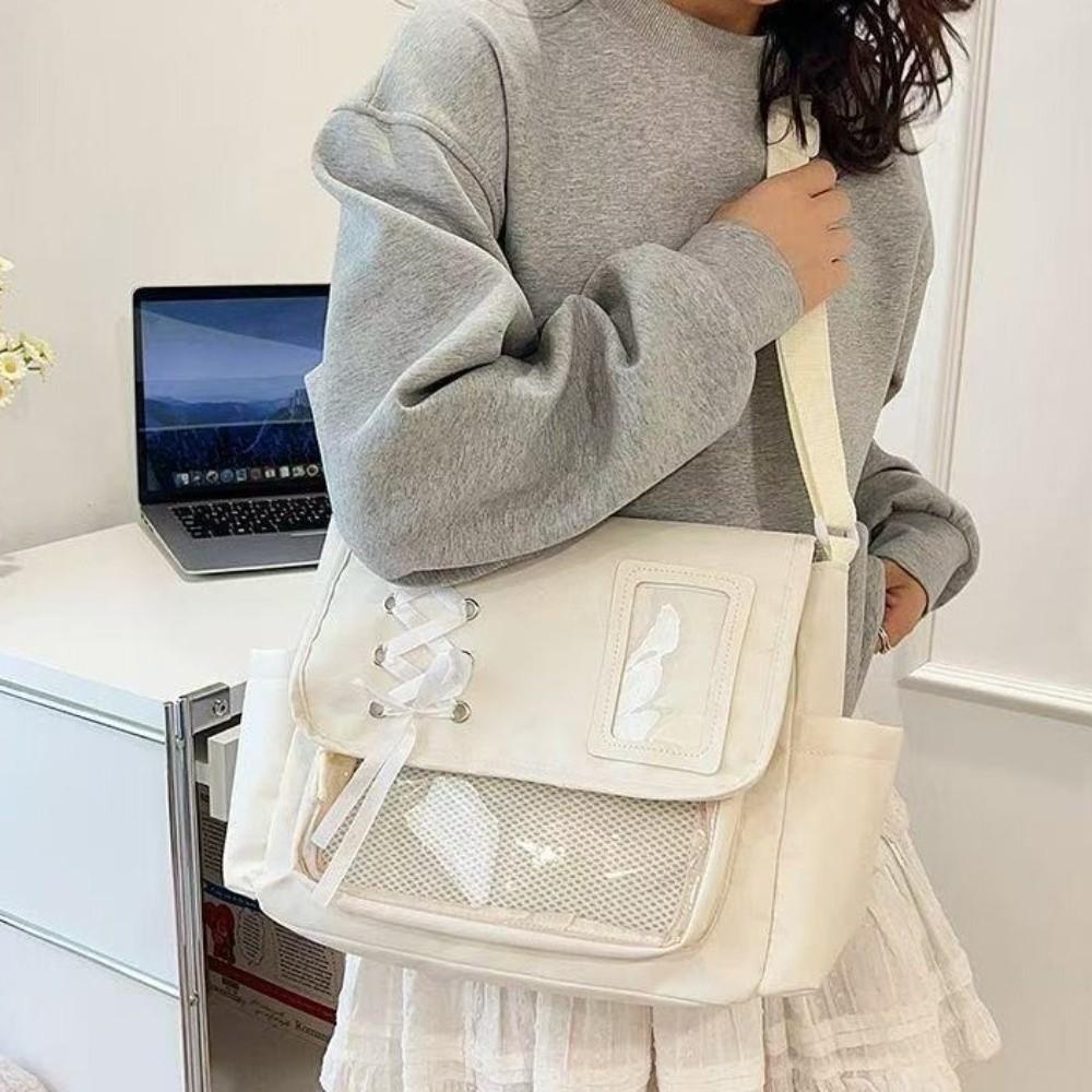 Waterproof Nylon Shoulder Bag Lightweight Messenger Handbag College Style Crossbody Bag Daily Use