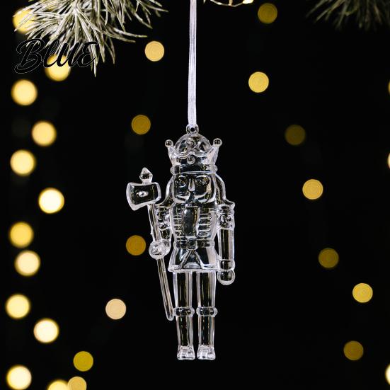 Indoor Seasonal Home Decor Faux Crystal Christmas Ornaments, Clear Acrylic Reindeer/Bell/Wreath/Wine Glass Winter Transparent Angel Shaped Charms