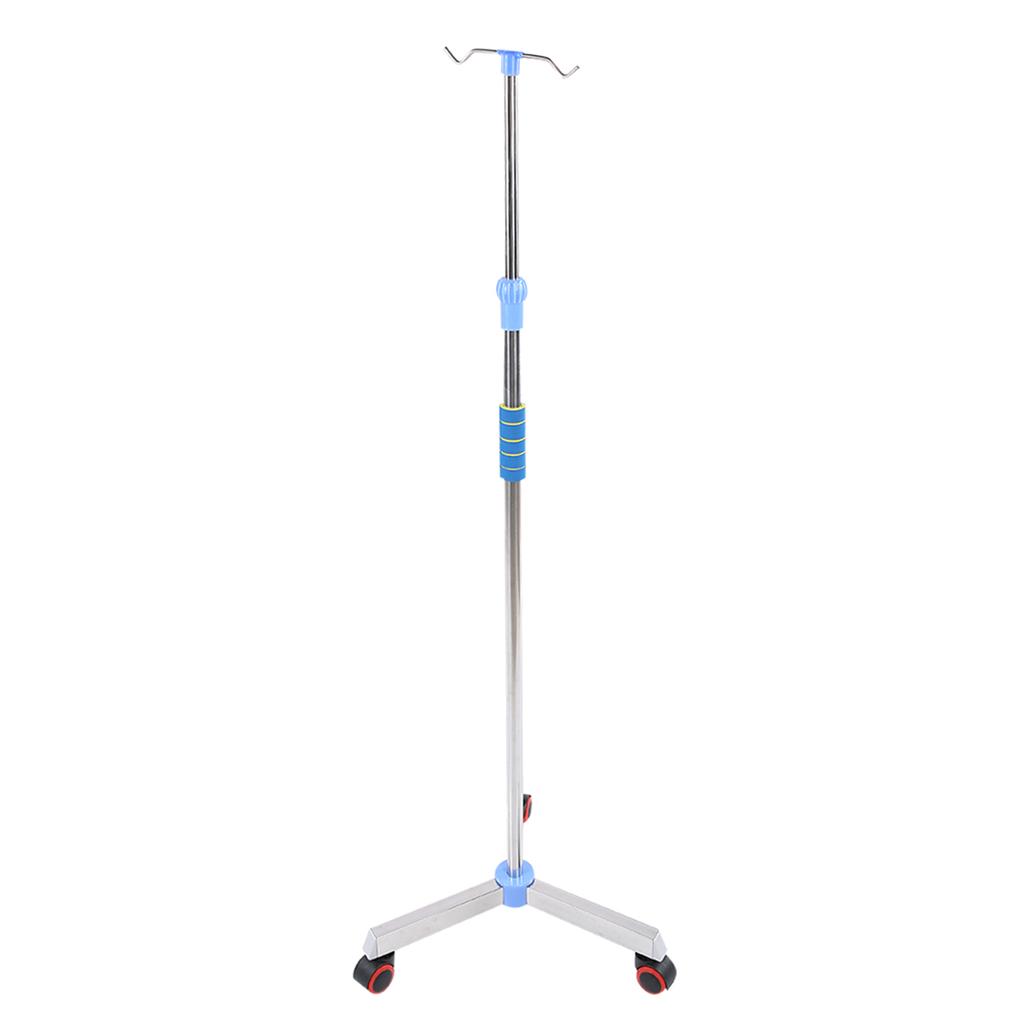 Adjustable IV Pole Stainless Steel IV Drip Stand Infusion Holder with 2 Hooks & Wheels for Home Clinic