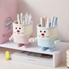 Cartoon Pen Holder Multifunctional Makeup Brush Holder Kitchen Storage Cup Cute Desk Organizer with Lid for Office Home