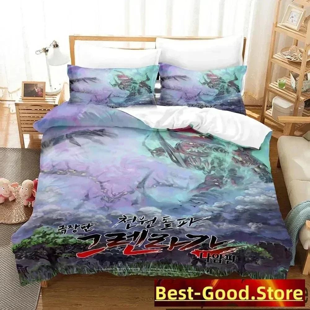 Comforter Anime Tengen Toppa Gurren Lagann Bedding Set Bed Set Comforter King Queen Size Boys Adult