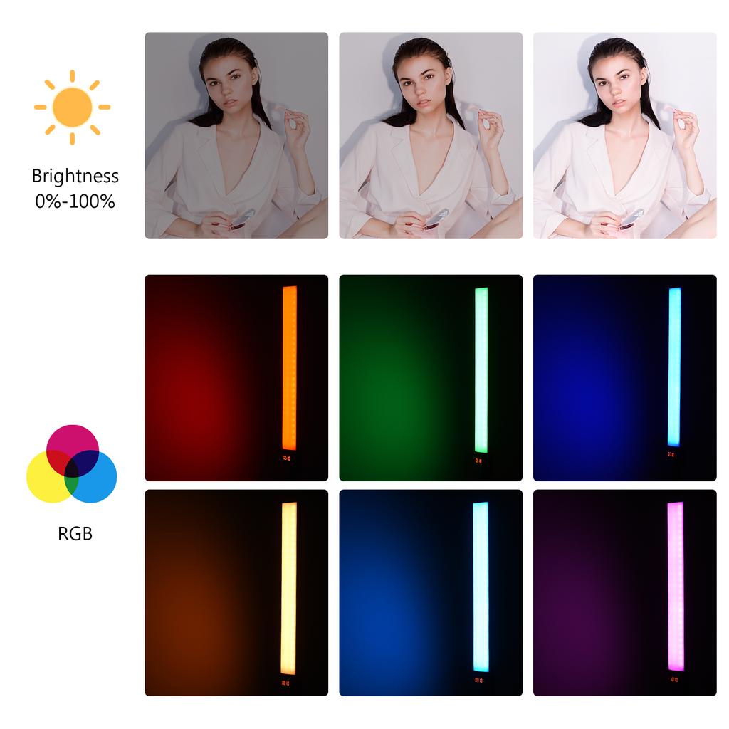 Andoer 20W Colorat de mână RGB Light Wand Stick Lumină profesională pentru fotografie 300 Lumină strălucitoare