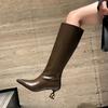 Fashion New Black Brown Irregular Wine Glass Heel Long Boots European American Fashion 6cm High Heels Commuting Shopping Women Boots 40