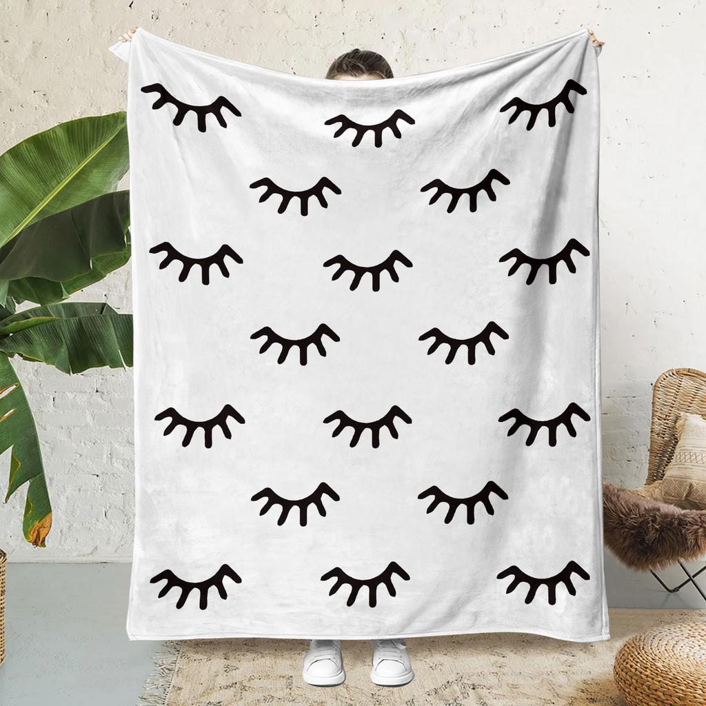 Koc flanelowy drukowany 3D Pogrubiony dwuwarstwowy koc Koc klimatyzacyjny Dziecięcy drukowany wzór rzęs Koc do sypialni do domu