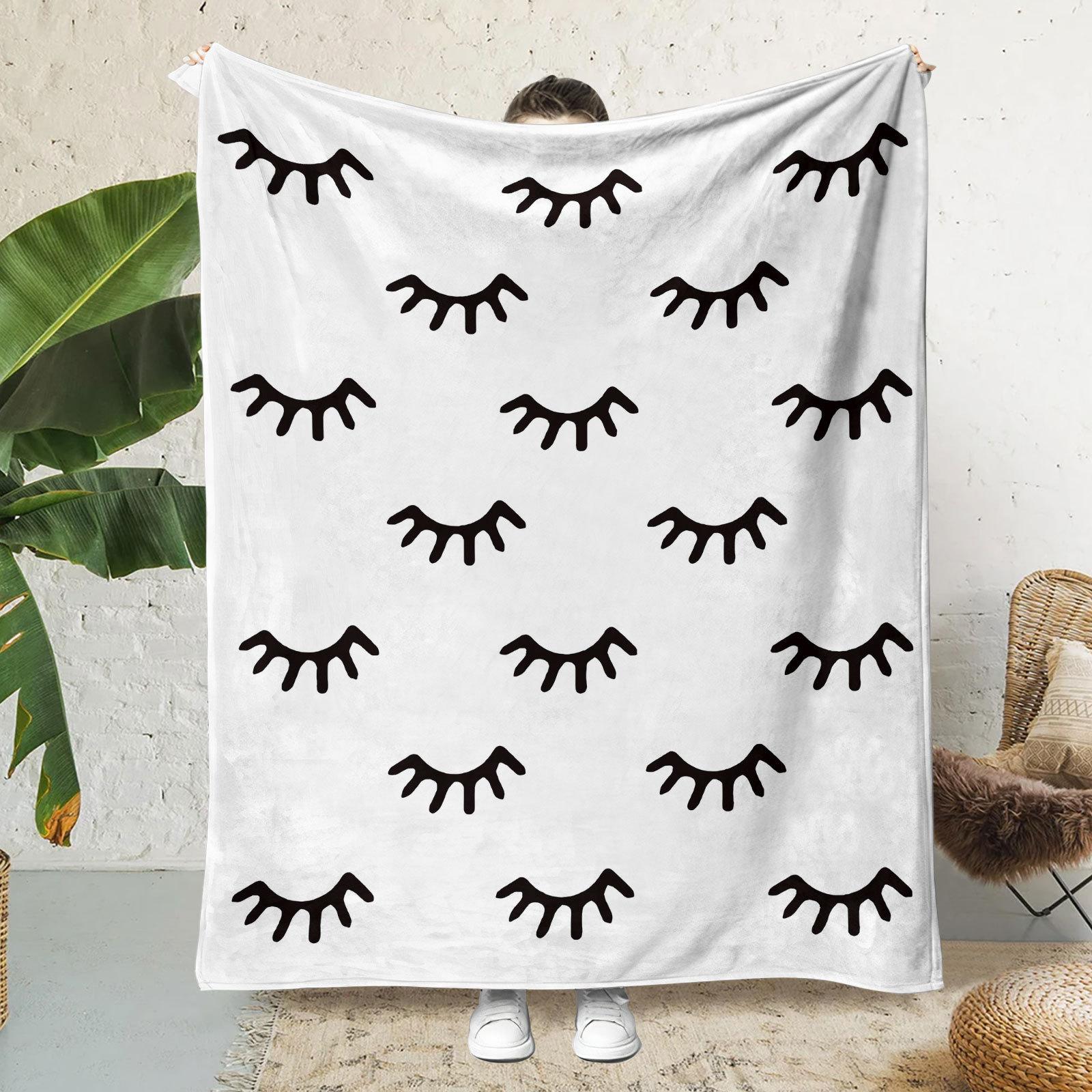 

Одеяло из фланели с 3D-печатью Утолщенное двухслойное одеяло Одеяло с кондиционером Одеяло с детским рисунком в виде ресниц Одеяло для спальни и дома 130*100cm