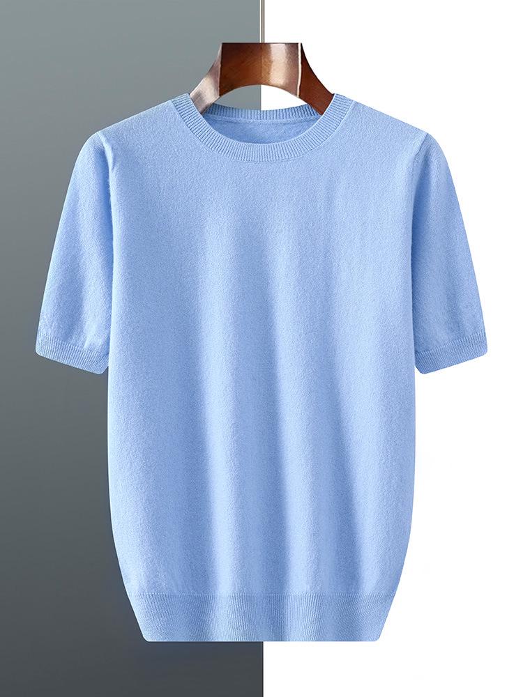 Men’s Short-Sleeve Knit T-Shirt - Autumn/Winter Business Casual, Lightweight, Round Neck Base Layer