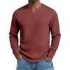 Men's Solid Color V-Neck Long-Sleeved Top Men's Sports Plus Size Casual V-Neck Top