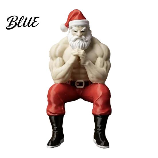 Yenilikçi Noel Baba Heykeli Kaslı Figür Komik Eğlenceli Reçine Güçlü Heykel İlginç Noel Masaüstü Süsü Koleksiyonluk Masaüstü için