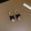 C-shaped Black Bowknot Zircon Earrings for Women Personalized Temperament Zircon  High-end Sense Female Earrings