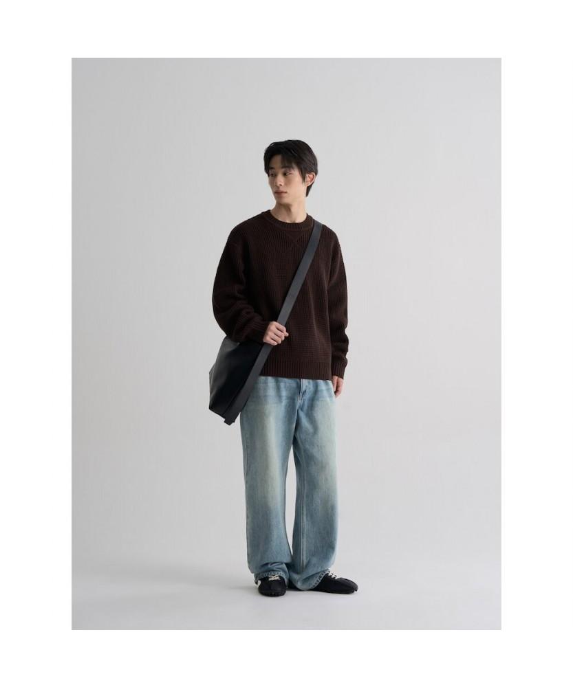 8SECONDS Casual Fisherman Round Knit Brown