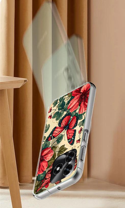 Hülle für Honor X5C Plus / X5C 4G Hülle Foto Case Rückseite Schmetterlinge + Glas 9H