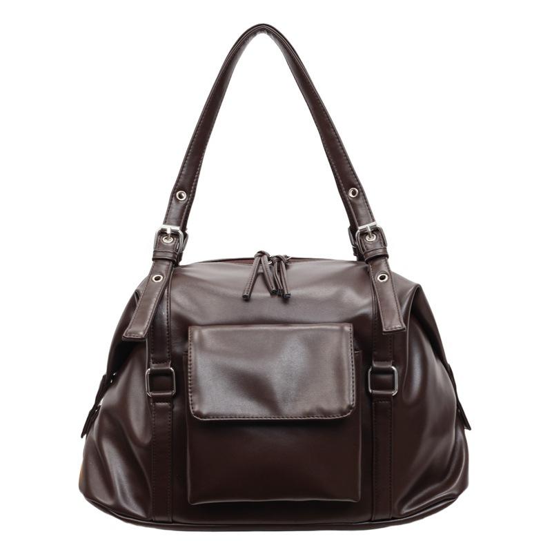 Soft Leather Simple Shoulder Bag Large Capacity Commuter Versatile Tote Bag Ins Fashion Shoulder Underarm Bag Women
