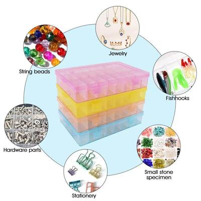 24 Grids Plastic Bead Organizer Box, Organizer Container Storage Box, Dividers for Bead Arts and Crafts.