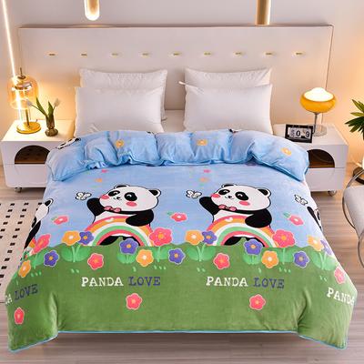 Premium Cartoon Panda Duvet Cover 1 Piece Floral Rainbow Quilt Cover Soft Warm Winter Flannel Comforter Cover Reversible Kawaii Bedding