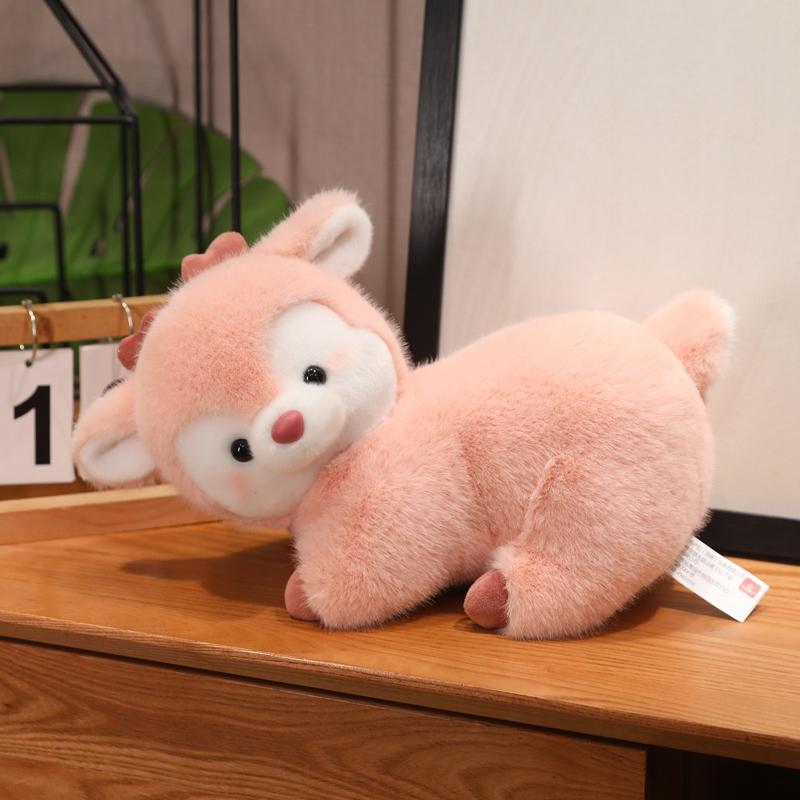 Kawaii Christmas Elk Animals Plush Dolls Stuffed Soft Toys Sika Deer For Kids Family Xmas Birthday Gift Party Decor for  Baby