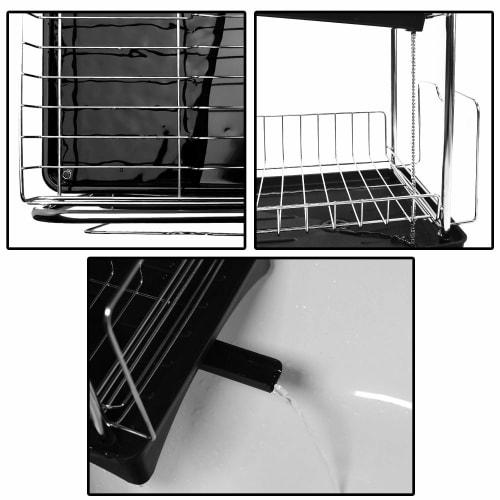 COYI Dish Drainer, 2-Tier, Stainless Steel, Rust-Proof, Automatic Drainage, Dish Drying, Dish Rack, Large Plate, Pot Lid Stand, Chopstick Holder, Cutt