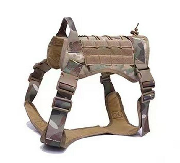 Adjustable Tactical Outdoor Dog Leash and Harness Set for Large Dogs