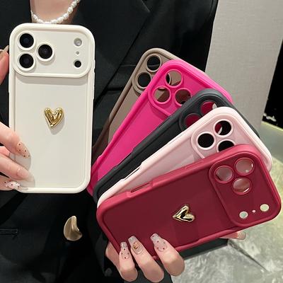 3D Gold Love Heart Silicone Phone Case For Samsung A56 A55 A36 A26 A16 A06 A15 35 A25 A54 A71 A51 A31 A72 A52 A32 A14 A12 Cover