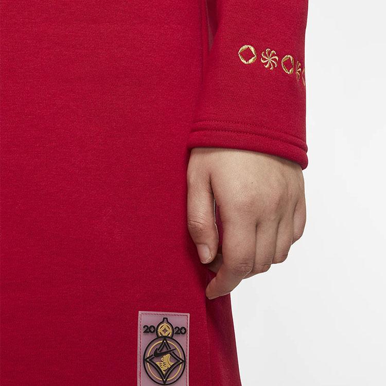Nike Logo Letter Print Long Sleeve A-Line Dress Women Dresses Red CU3661-687