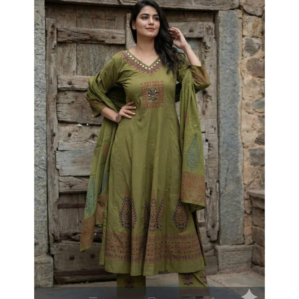 Indian Pakistani Cotton Kurta Pant Dupatta Set Bollywood Wedding Wear Kurti Set