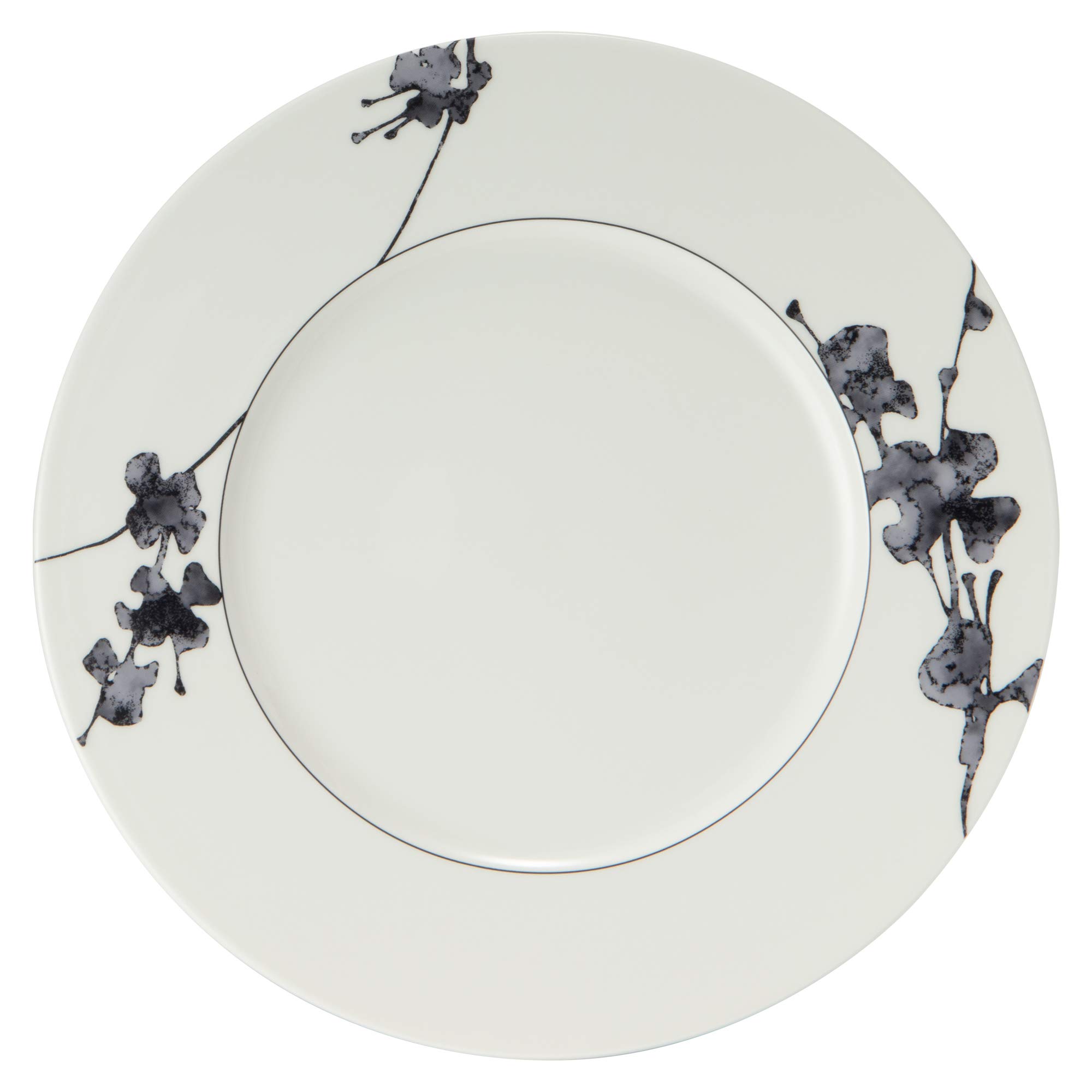 NARUMI Plate, Black with Botanical Design, 27cm, Stylish, Suitable for Dinner, Lunch, One-Plate Meal, Microwave Safe, Made in Japan, 51230-5462