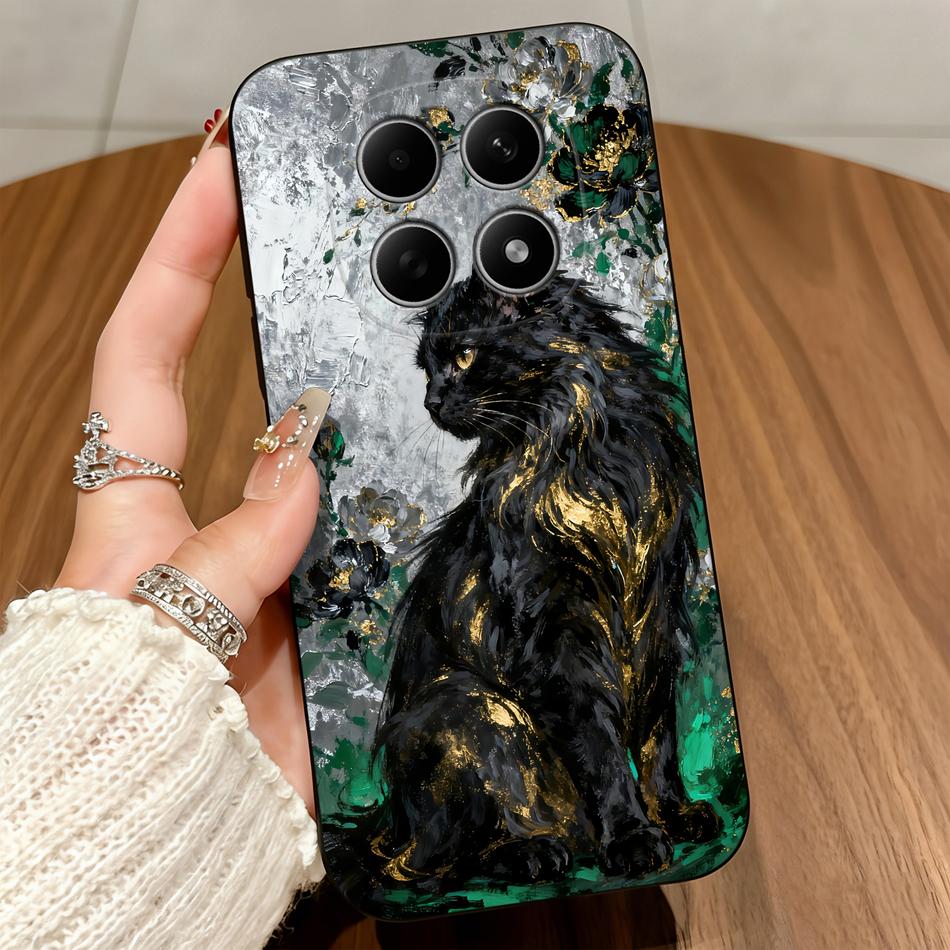 Cute Cats Cover For Poco M8 Pro 5G Phone Case Soft Protective Black Funda For Poco M 8 M8Pro Untra Thin Durable Back Covers Capa