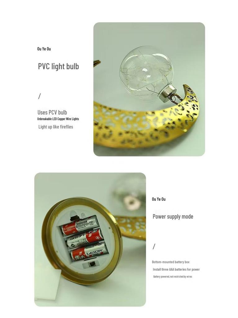 Hohle LED Mondkugel – Dekorative Tischlampe im muslimischen Stil für Schlafzimmer & Feiertage