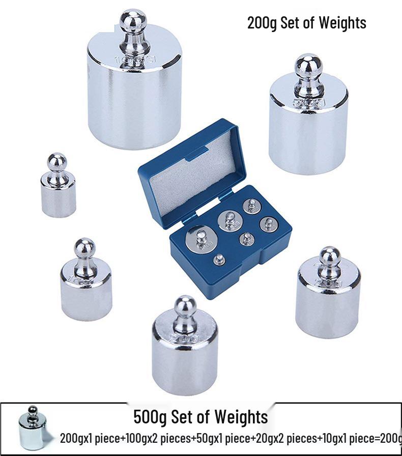 M2 Chrome Plated Calibration Weights Set for Electronic Scales: 5kg, 2kg, 1kg, 500g, 200g, 100g