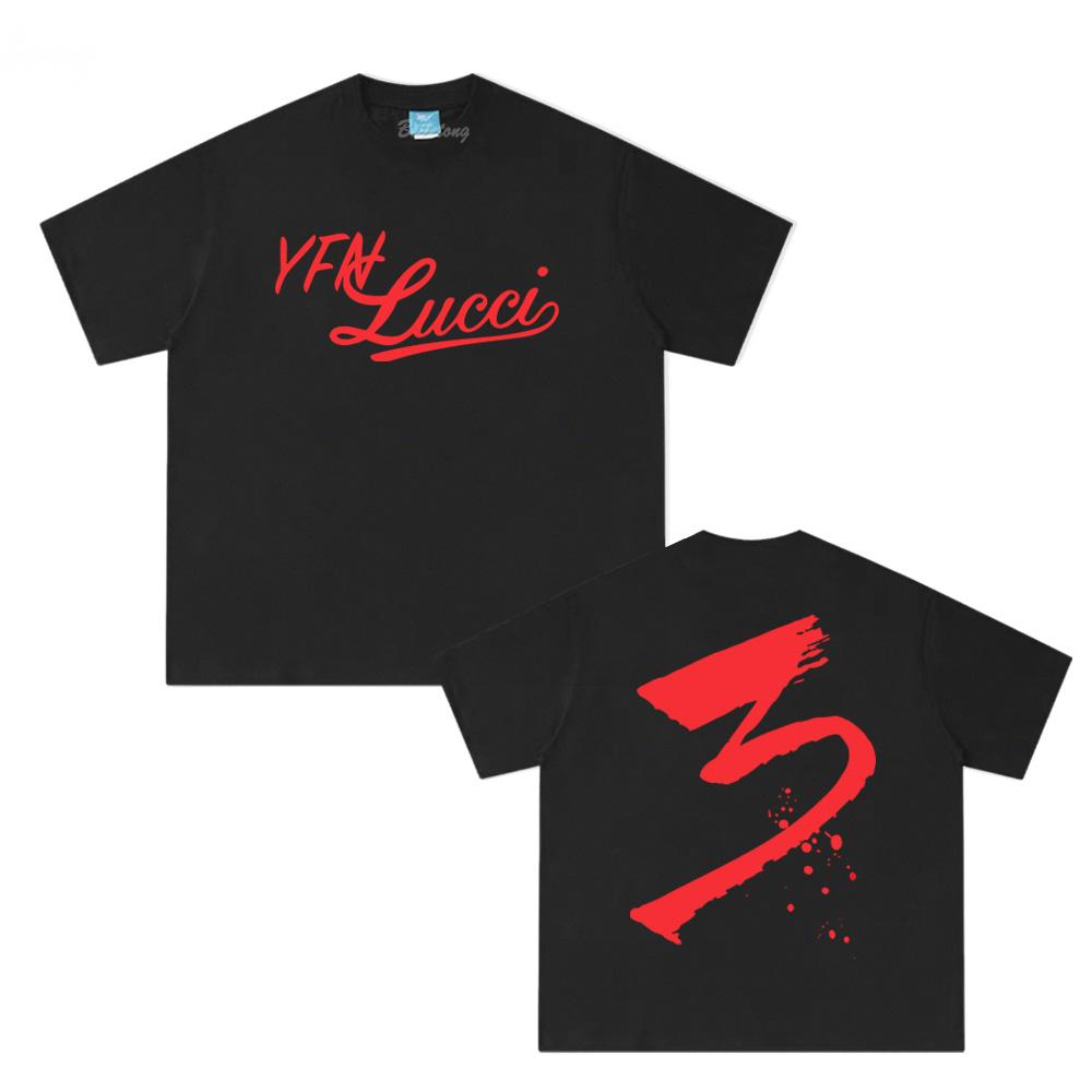 

American Rapper YFN Lucci T-shirt Summer Grunge Tee-shirt High Quality 100%Cotton Tshirt Cotton Fashion Unisex Tees XS чорний