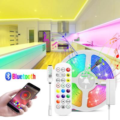 LED-Farbwechsel-Lichtstreifen, Bluetooth-App, Fernbedienung, Musiksynchronisation, RGB-LED-Lampe für Schlafzimmer, Zimmer, Küche, Hochzeitsfeier mit EU-Stecker