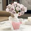 Yousheng Ceramic Female Form Body Shape Vase White Half Body Flower Vase Boho Feminist Decorative Vase for Bookshelf Office Home Table Centerpiece