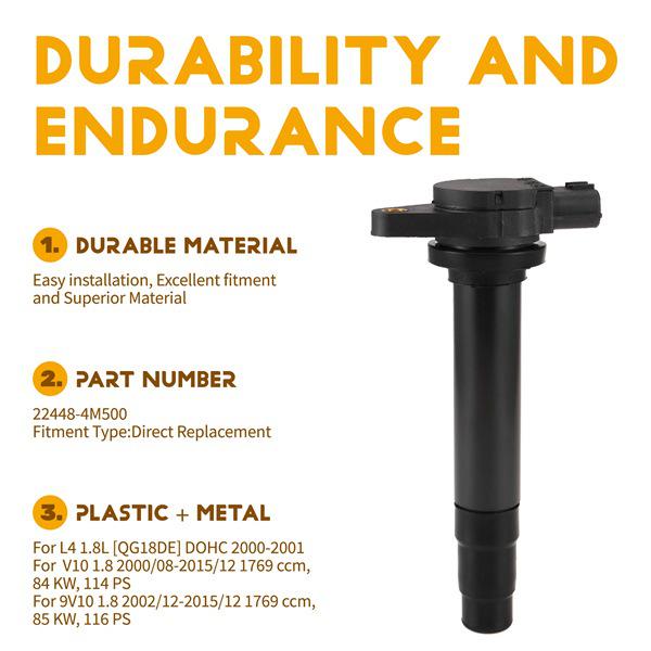 Nissan Engine Ignition Coil: Black Plastic & Metal High Voltage Pack