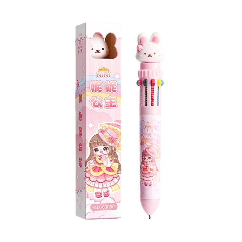 Penna a Sfera Animale Cartone Animato 10/12 Colori Penna a Sfera Retrattile Materiale Scolastico 0,5 mm Penna Multicolore per Studente