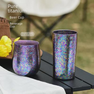 Double-Layer Pure Titanium Insulated Beer Cup - Stylish, Handy Drink Cup with Large Mouth Design