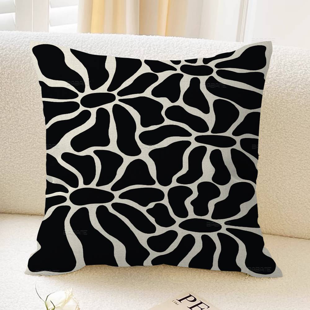 Modern Beige And Black Flower Cushion Cover Car Throw Pillow Case For Sofa Car Christmas Gift xcm xcm