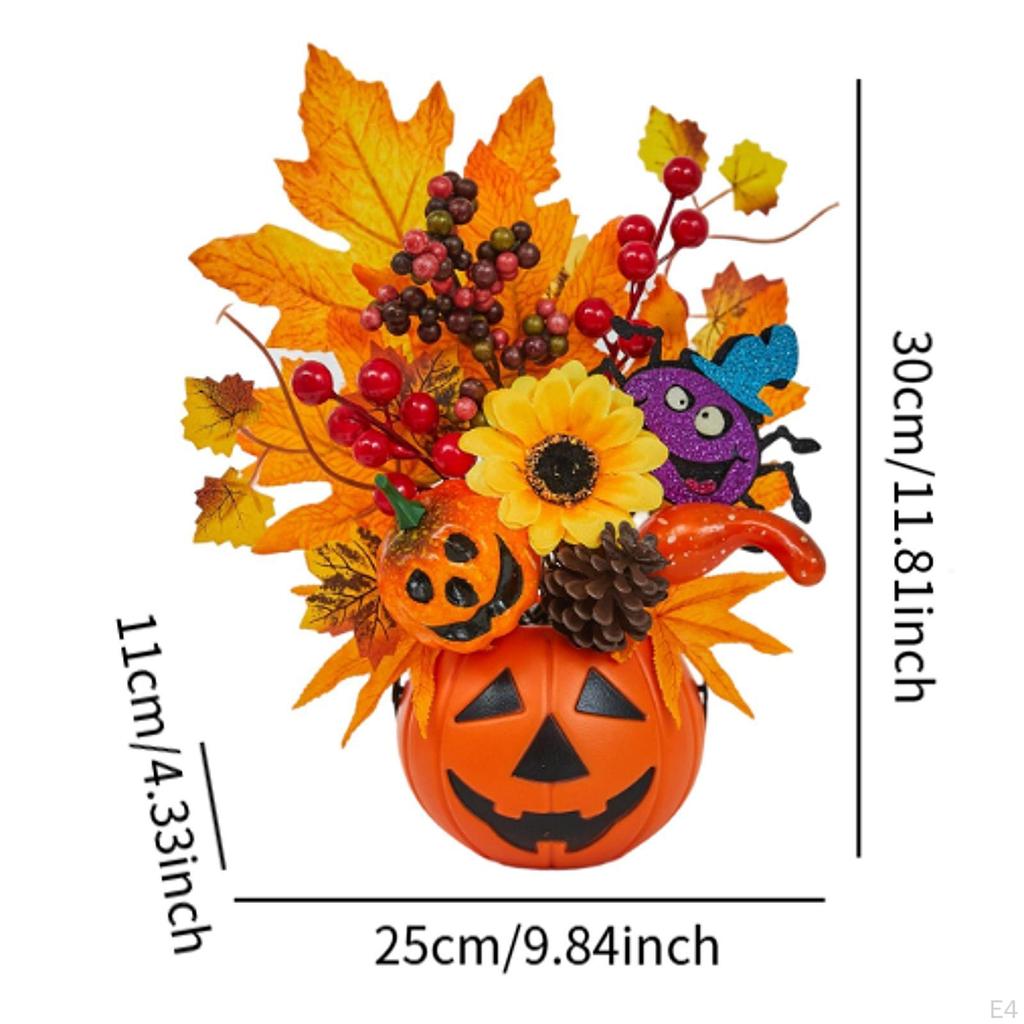 Künstlicher Kürbis Halloween Dekoration Tischaufsatz Ahornblätter Beerenblüten für Herbst