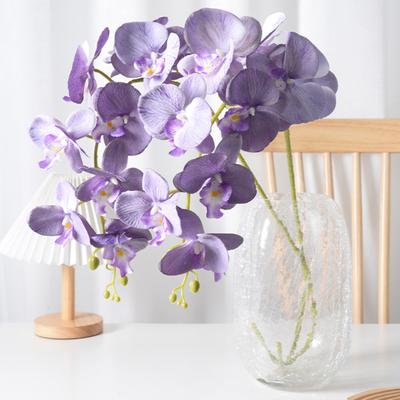 Flores artificiales de Phalaenopsis de 101 cm de largo, con tallo de tacto real. Rama de orquídea artificial con 9 cabezas en plena floración para jarrón, hogar, bodas y centros de mesa.