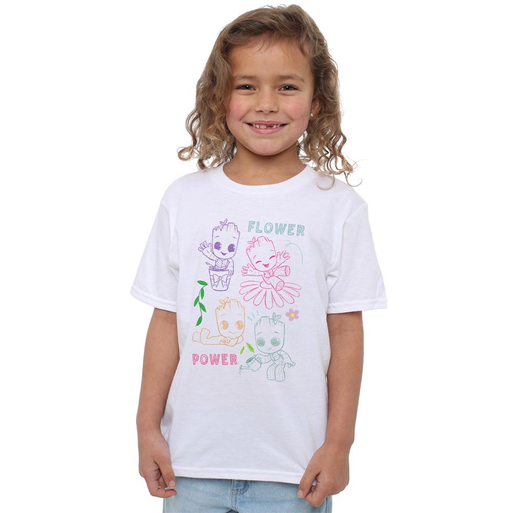 Guardians Of The Galaxy Childrens/Kids Flower Power Groot Sketch T-Shirt