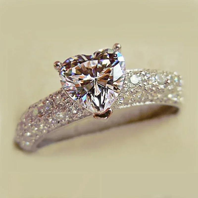 

Modern Heart Cz Wedding Rings For Women Delicate Love Accessories Gift Chic Female Ring Party Color Trendy Jewelry 10