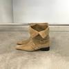 New niche design retro French short boots small square head western boots suede medium boots women's boots