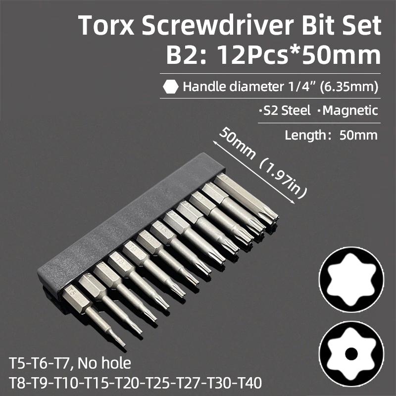 50/75/100/150mm Security Tamper Proof Magnetic Screwdriver Set Drill Bit Screw Driver Bits Hex Torx Flat Head 1/4" Hand Tools