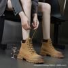Inner heightening Martin boots women's autumn new leather British thick-soled rhubarb boots retro big head short boots
