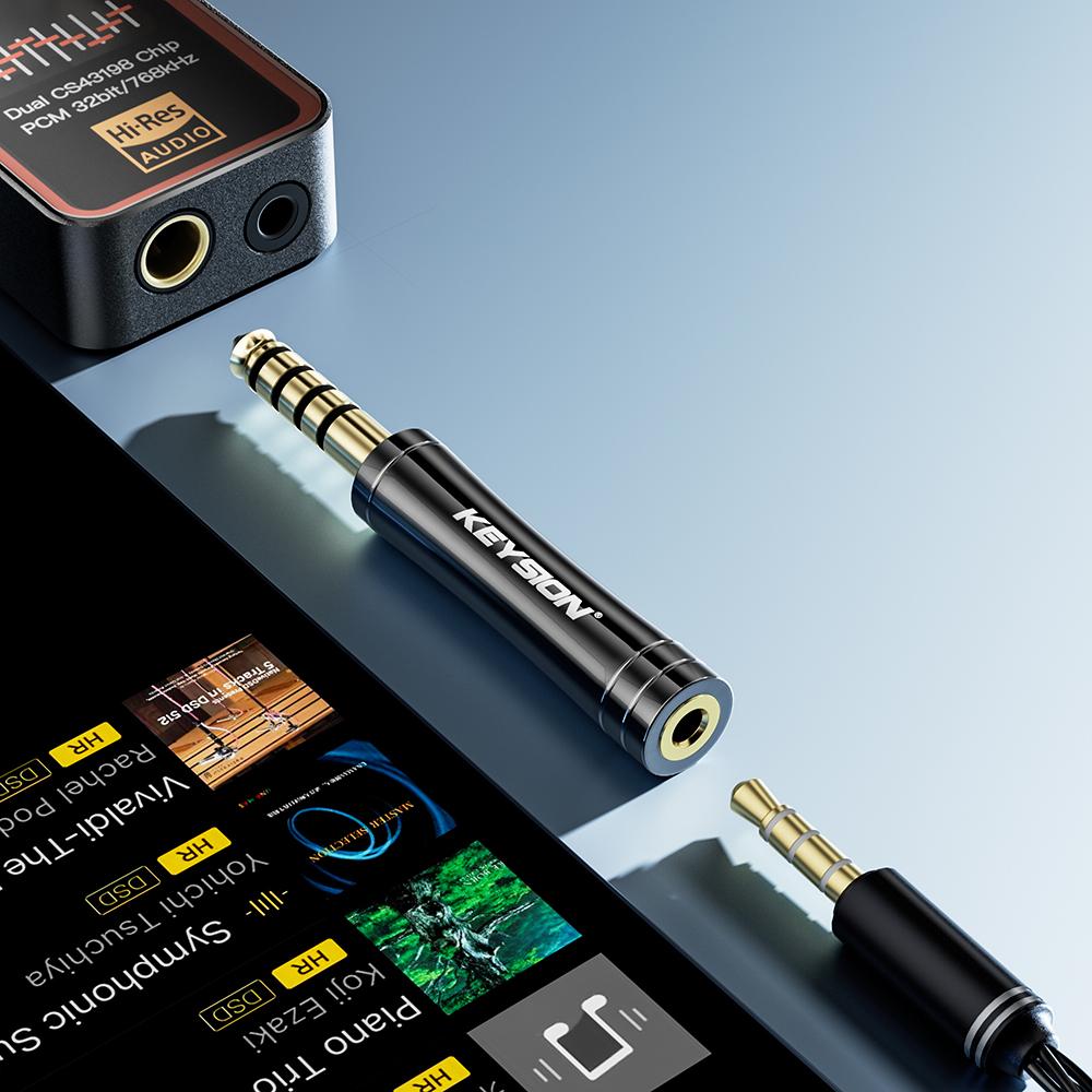 KEYSION HIFI Audio Konvertorové Adaptéry 4.4/3.5mm Samček na 3.5/4.4mm Vyvážené Samičky Slúchadlové Konektory Medené Pozlátené AUX Adaptéry